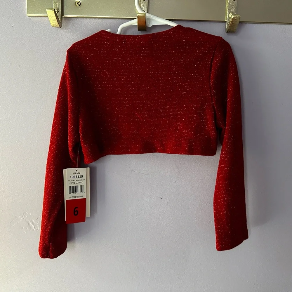 NWT Jona Michelle Red Sparkle Cardigan Size 6 - Picture 7 of 8